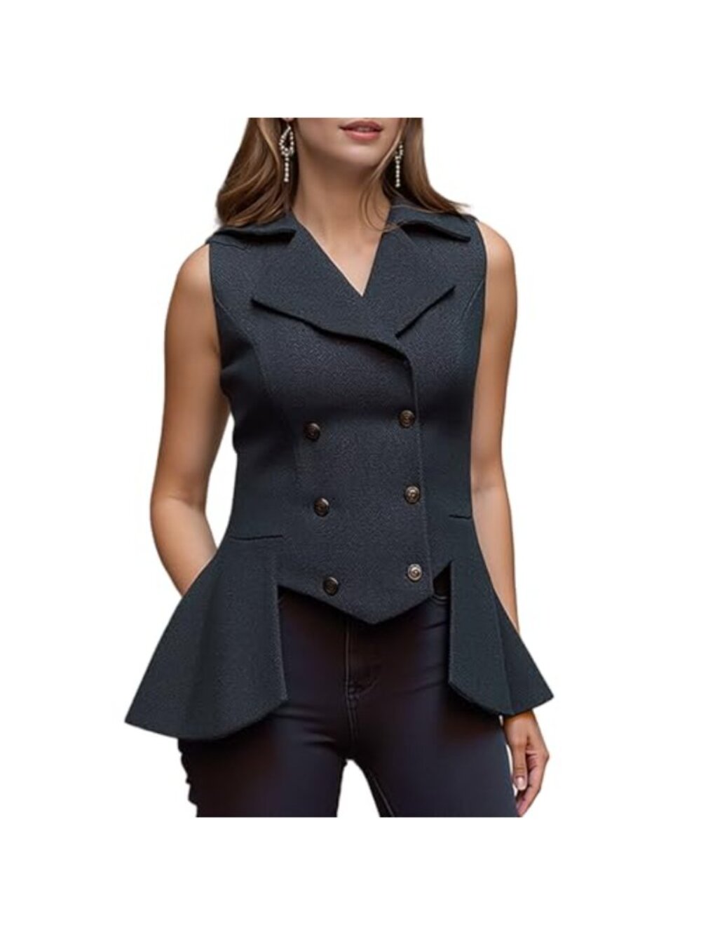 Victorian Waistcoat Herringbone Tweed Steampunk Vest Sleeveless Blazer